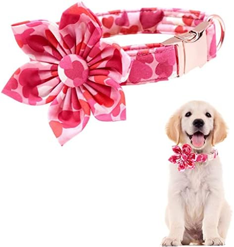 HFDGDFK Нашийник за кучета с Розово Сърце за Св. Валентин с папийонка, Цветен Нашийник за Голямо, Средно и Малко Куче (Цвят: B размер: X-Large)