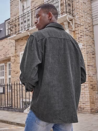Якета OSHHO за жените - Мъжко Вельветовое палто от мек джоб и занижени рамо (Цвят: Тъмно сив, Размер: X-Large)