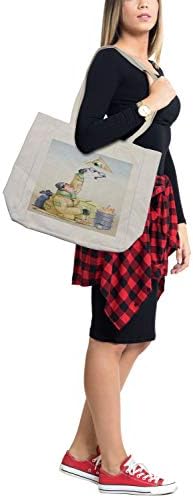 Абстрактна Сюрреалистичная Пазарска чанта Ambesonne, Метафоричната Фигура Бездомен човек и Око в Триъгълник, от Карикатура, Дългогодишна