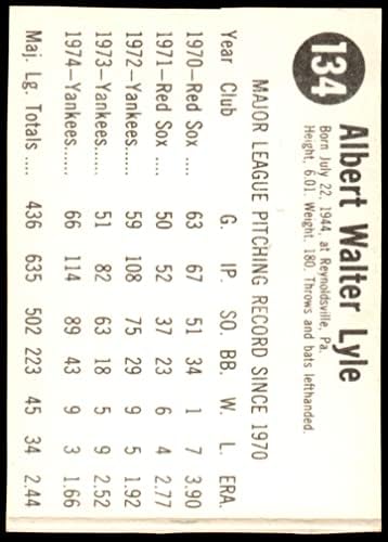 1975 Любовница # 134 Спарки Lyle Ню Йорк Янкис (Бейзболна картичка), БИВША Янкис