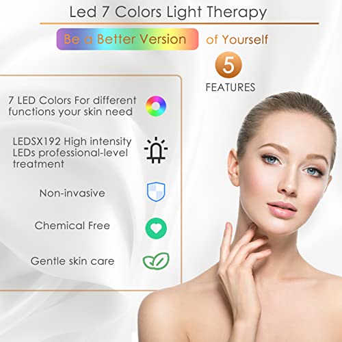 Led Маска за лице VeRosky Light Therapy - 7 + 1 Цветна Фотонная Маска за Подмладяване на кожата със синя и червена светлина, Маска за грижа за кожата на лицето и шията в домашни ус?