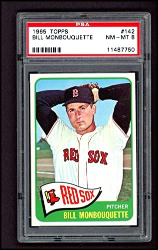 1965 Topps # 142 Бил Монбукетт на Бостън Ред Сокс (бейзболна картичка) PSA PSA 8.00 Ред Сокс