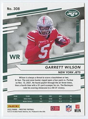 Търговска карта на футболиста от NFL Панини Prestige 2022 308 Гаррета Уилсън, начинаещ Ню Йорк Джетс на радиоуправлении