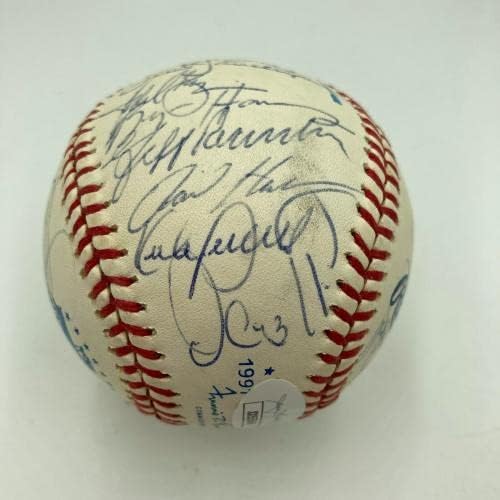1991 Екипът на All Star Game Подписа бейзболен договор с Кэлом Рипкеном - младши и Кърби Пакеттом JSA COA - Бейзболни топки с автографи
