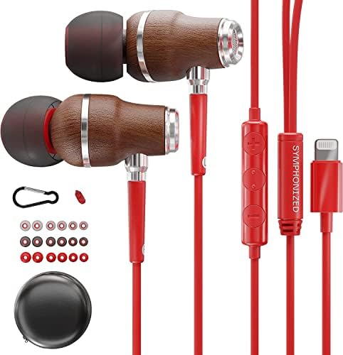Симфоничен спестявания с 10% на жични слушалки ПФИ Светкавица Кабел с микрофон с шумопотискане 90%, черно-червена пакета