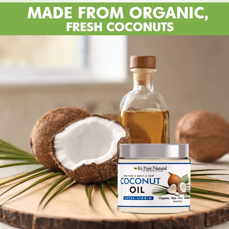 Това е чисто Натурално Органично нерафинирано сурово кокосово масло първото пресоване (8 унция) на кожата, Косата, епидермиса на кожата