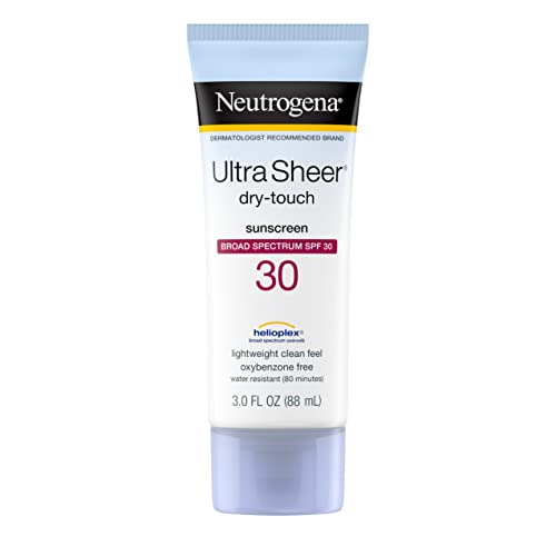 Слънцезащитен лосион Neutrogena Ultra Sheer за сухо докосване, защита от UVA / UVB лъчи с широк спектър на действие SPF 30 не съдържа оксибензона, леки, водоустойчиви, некомедогенен