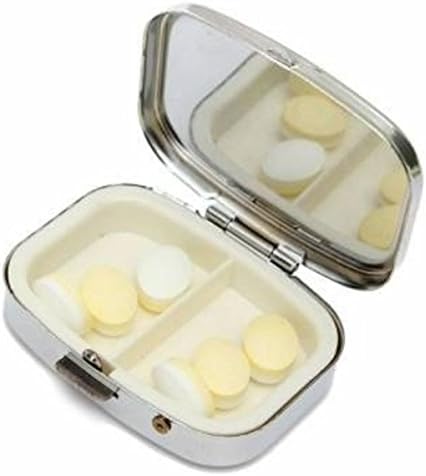 Правоъгълна кутия за таблетки с улыбающимся лице / калъф за таблетки - 2 отделения за съхраняване на хапчета, отделна кутия за таблетки