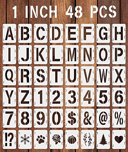 6-инчови Шаблони с букви за рисуване върху дърво, 48 бр. за Многократна употреба Преплитане на Листа с Цифрите от Азбуката, за да Работи