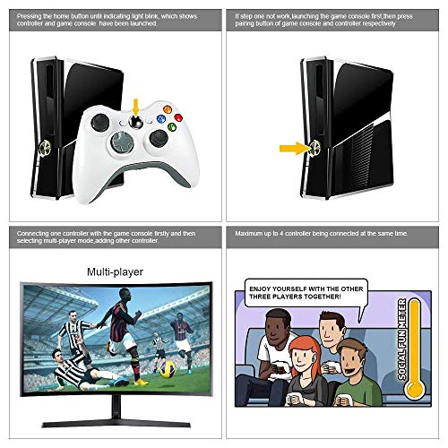 Безжичен контролер JAMSWALL за Xbox 360, Игра контролер Bluetooth, Геймпад, Джойстик за Xbox и PC 360 Slim Windows,,, (Бял)