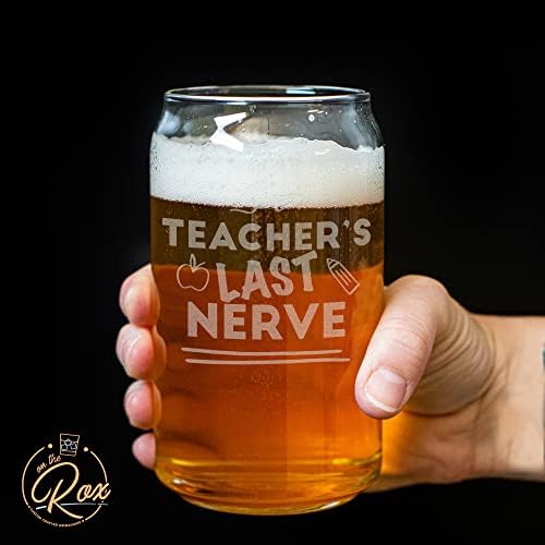 On The Rox Drinks Подаръци за учителите за жени - Последния нерв учители, Комплект от 2 чаши за бира в извънработно време - Забавни