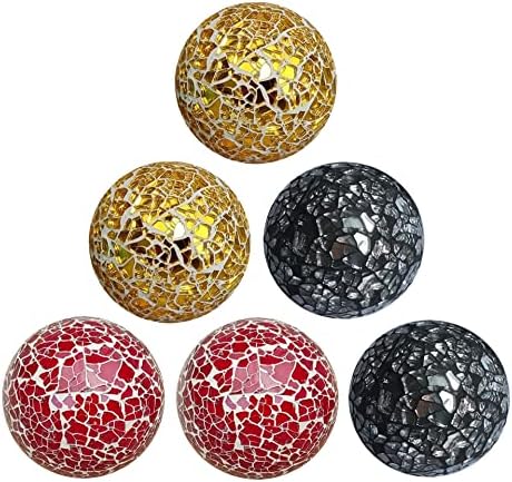 Комплект от 6 Декоративни стъклени топки v2croft 3 инча, Мозайка Топка-Глобус за Цялата Домашни прибори, Сватби/рожден