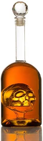 Гарафа с череп в бутилка Skull Head by The Wine Savant 750 мл, бутилка с черепа, които формата на черепа за уиски, текила, бърбън,