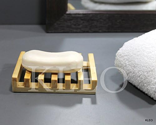 KLEO - Поставка за сапун от естествено дърво, препарат за съдове (комплект от 2 броя)