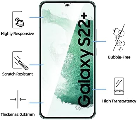 NEW'C Пакет от 3, Защитно стъкло за Samsung Galaxy S22 Plus / S22 +, Защита от надраскване, пръстови отпечатъци, Без мехурчета, Твърдост 9H, 0,26 mm, Сверхпрозрачное, Сверхпрочное закален