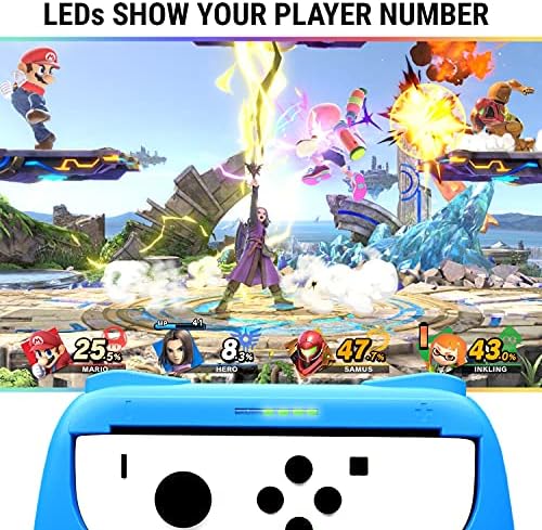 Дръжки Orzly, съвместими с Nintendo Switch Joy-Cons за допълнителен комфорт - ДВОЙНА ОПАКОВКА (1x ЧЕРВЕН и 1x СИНЬО), Универсален