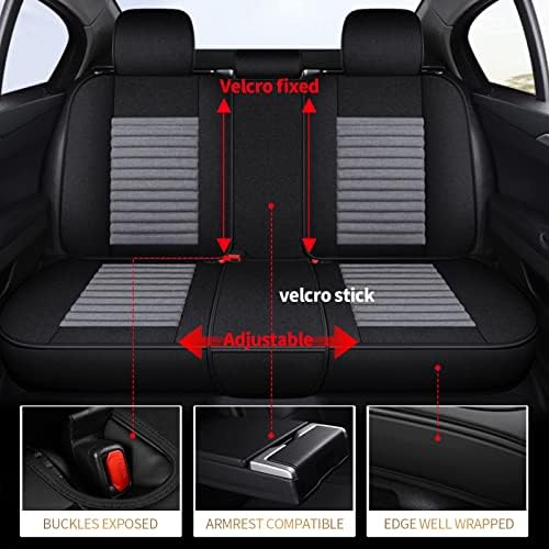 TTX Пълен Калъф за седалка На Поръчка 5 Места, Подходящи за Hyundai Кона 2018-2023 Дишаща Бельо Възглавница за столче за кола с възглавница за безопасност (Сив)