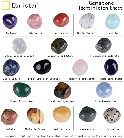 Камъни и кристали Ebristar на Едро, 20 бр с Размери 1/2 - 1, Случайно разнообразни естествени камъни, полирани камъни за бижута, за Декорация, Лечебен камък, Рейки, Чакра (Сме