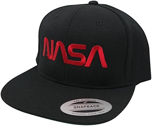 Бейзболна шапка с червена текст бродерия Flexfit НАСА Червей възстановяване на предишното положение Cap