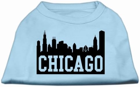 Тениска за кучета с сито печат Chicago Skyline Baby Blue Lg (14)
