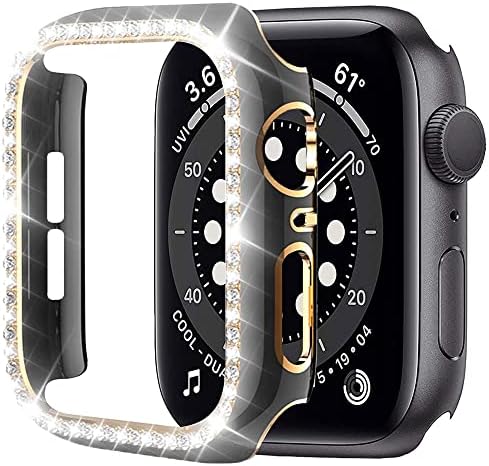 Калъф MAALYA с кристали диаманти за Apple Watch 7 6 se 40 мм 44 мм 41 мм 45 мм iWatch Series 5 3 38 мм 42 мм Защитни Капаци за Дамски Аксесоари (Цвят: 10 мм Златна закопчалка размер: 41 мм)