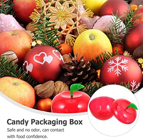 Пластмасов Контейнер за шоколадови Коледни Кутии за Бонбони: 16ШТ Единни Кутия за Подаръци, Пълна с Пластмасови Поклаща Ябълки,