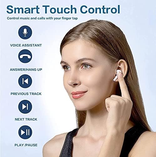 Безжични слушалки Bluetooth 5,3 Слушалки с Докосване с зарядно калъф IPX7 Водоустойчив, с ефекта на Потапяне в 3D Стереозвук, ушите с шумопотискане,