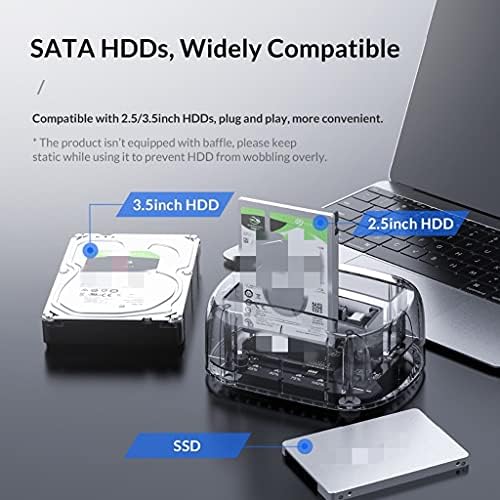 XWWDP 2 Отделение SATA към USB 3.1 HDD 2,5 3,5 Type C Прозрачен Корпус на външен твърд диск