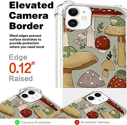 SAIJING е Съвместим с калъф iPhone 11, Ретро Естетичен прозрачен калъф Mushroom Жаба с 4 ъгли противоударной защита, предназначени за iPhone