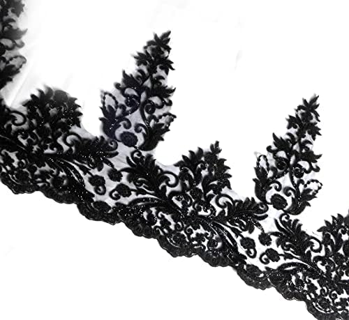 Labellezalady Нова Лейси Украса от Мъниста от Слонова кост Бял Черен Цвят с Ширина 43 см/17 за Сватбена рокля от Плат за Фаты на Булката