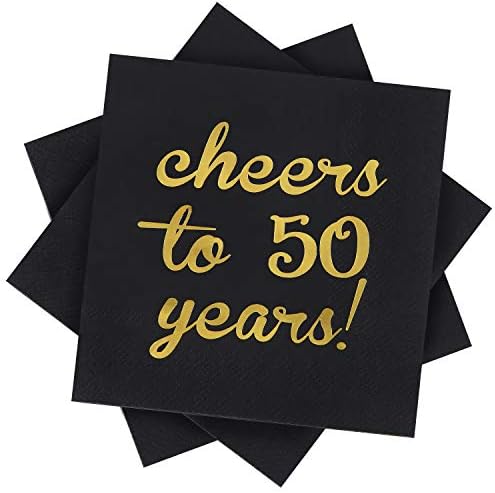 Elcoho 60 Опаковки Коктейлни салфетки, декорации до 50-годишнина, Салфетки за обяд за рожден Ден, Годишнина, за да проверите за партита,