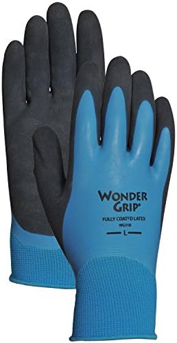Работни ръкавици Wonder Grip WG318M от влагоустойчив естествен латекс, гума с двойно покритие/омасляване на 13-ти калибър, Безшевни