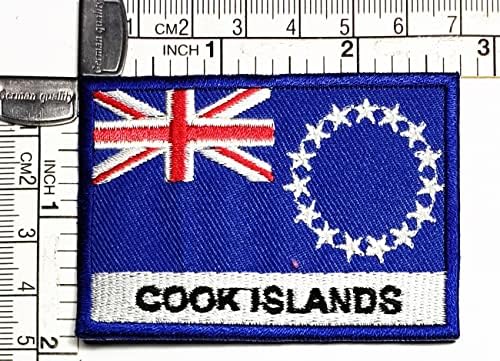 Салфетки плюс 3 бр., 1,7X2,6 инча. Нашивка с флага на Островите Кук, флаг на страната, бродирана апликация, емблема, униформа, военна тактическа