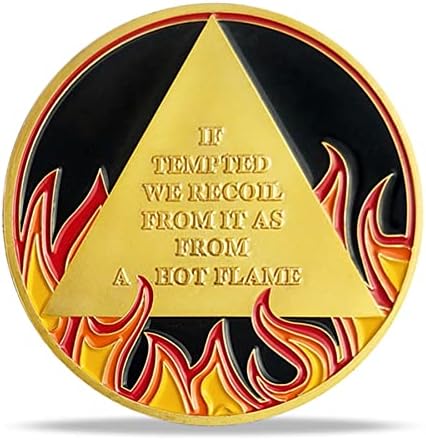 5-годишна монета трезвост Златен пламък чип АА и медальони Юбилейна символичен подарък за възстановяване за мъже жени