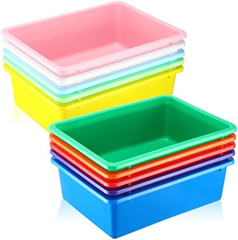 10 Опаковки Големи Пластмасови Кутии за съхранение, Цветни Штабелируемые Кутии за съхранение на Книги, с Преливащи се цветове Кутии-Организаторите