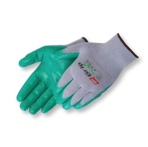 Liberty Q-Grip Ультратонкая Трикотажная ръкавица с нитриловым покритие за дланите и сива обвивка от памук / полиестер 10-ти калибър, X-Large, зелена (опаковка от 12 броя)