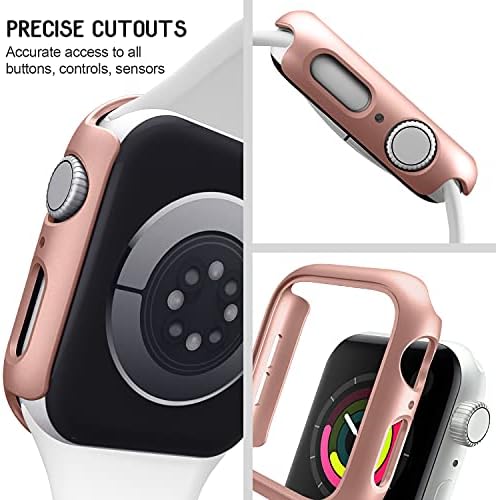 Mugust 4 Pack е Съвместим с Apple Watch Case 40 mm [без защитно фолио за екрана] Серия 6 5 4 SE, твърд калъф-броня за PC, Защитна рамка,