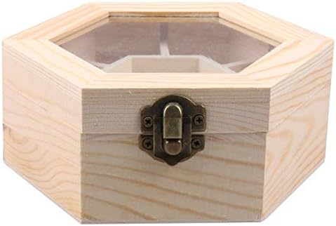 EXCEART дървен сандък ковчег за бижута НАПРАВИ си САМ формата на шестоъгълник бижута организатор бижута случай за обеци, колие недостроенная