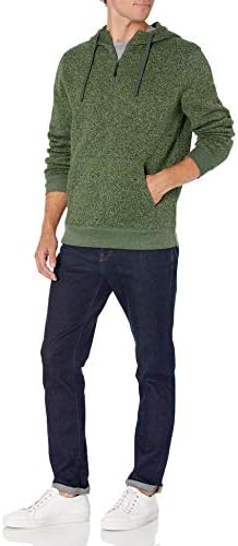 Мъжки пуловер Goodthreads-Вязаная Руното hoody с дълъг ръкав с цип Наполовина