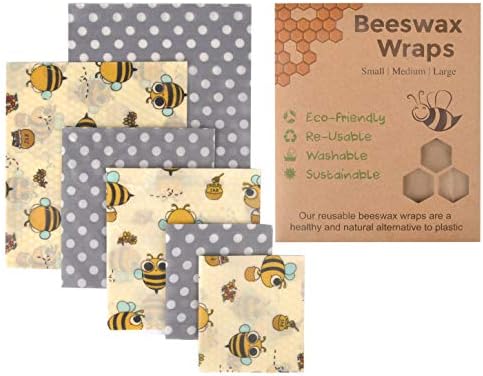 Многократна употреба за Хранителни Опаковки от пчелен восък Асорти от 6 опаковки от Еко Hive, Екологично Чисти Хранителни Опаковки,