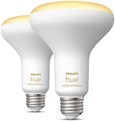 Умни led крушки PHILIPS Hue White Ambiance BR30, съвместими с Alexa, Google Assistant и Apple HomeKit, Нова версия, 2 крушки и бяла led интелигентна лампа Lumen на базата на A19, 4 лампи