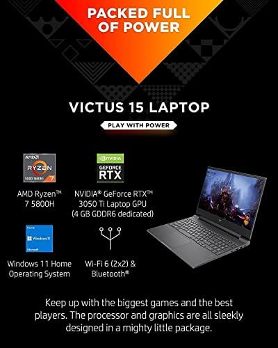 Лаптоп HP Victus 15t на 15.6 с резолюция от FHD 144 Hz (8-ядрен процесор AMD Ryzen 7 5800H (Beat i7-12650H), 64 GB ram, 2 TB PCIe SSD, Geforce