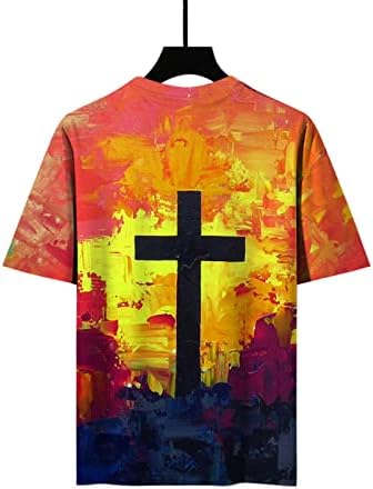 Реколта Ризи за Мъже, Мъжки Тениски с Изображение на Кръст на Вярата на Исус, Тениски с 3D Принтом, Забавни Ризи с Къс Ръкав за Мъже