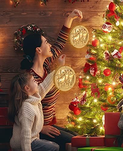 Luxspire Коледна Стенни Подвесная Табела с led Светлини, Висулки Елен и Къща Дървени Висящи Украшения на Вътрешен и Външен Декор за Коледното