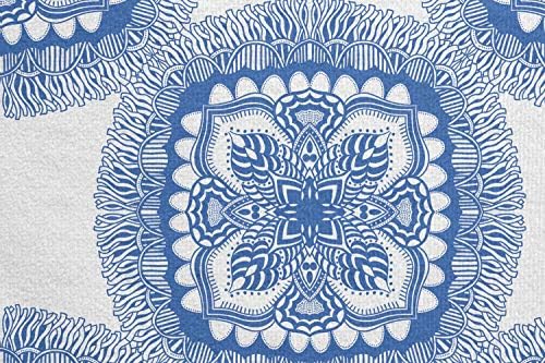 Кърпа за подложка за йога Ambesonne Blue Мандала, Илюстрация с Повтарящи Ориенталски Флорални Мотиви на однотонном фон, Нескользящий Впитывающий Пот Калъф за тренировъч?