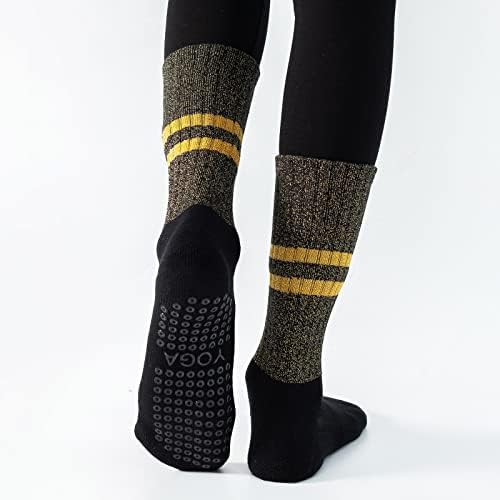 Нескользящие Чорапи за Йога Памучни Мини Чорапи за Телета с Дръжки за Жени, За Практикуване на Пилатес, Танци и Бос, За Тренировки,