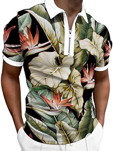 Мъжки Стрейчевая риза Поло с къс ръкав, Бизнес Ежедневни блузи с цип за работа, Спортен, Голф, Тениски за почивка на море, тениски
