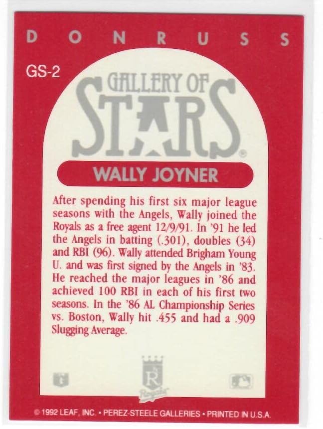 1992 Тройната играта Галерия звезди #GS-2 Бейзболна картичка Уоли Джойнера Канзас Сити Роялз МЕЙДЖЪР лийг бейзбол NM-MT