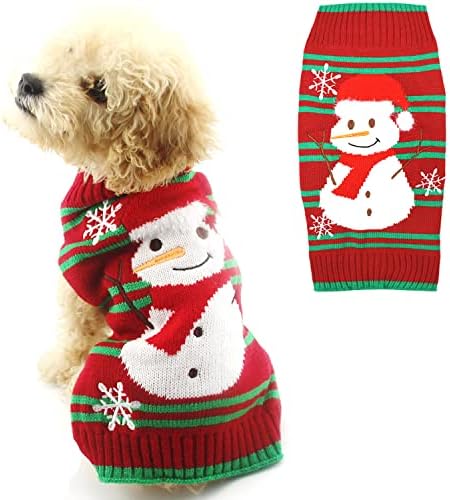 НИУЛА, Заснежени Пуловери за кучета, Пуловери с Снеговиком, Коледни Пуловери за Кучета, нова година Коледен Пуловер, Дрехи за домашни любимци за Малки Кучета и Котк?