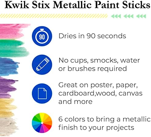 Писалки за чертане Kwik Stix Metalix с дръжка за моливи, Метална Темперные Химикалки, Сверхбыстрое Изсушаване, брой 6 броя - TPG-613